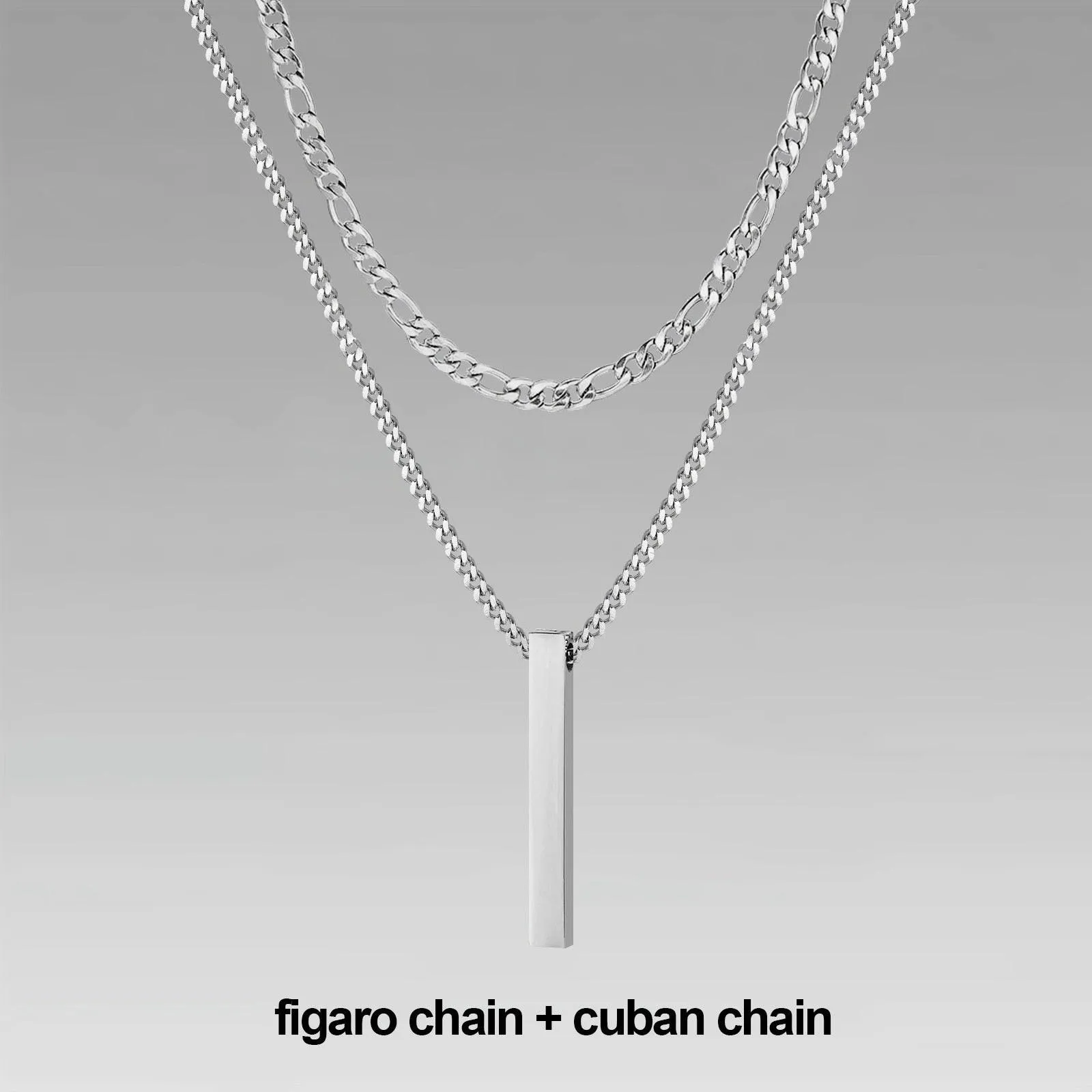 Vnox 3D Vertical Bar Necklaces for Men