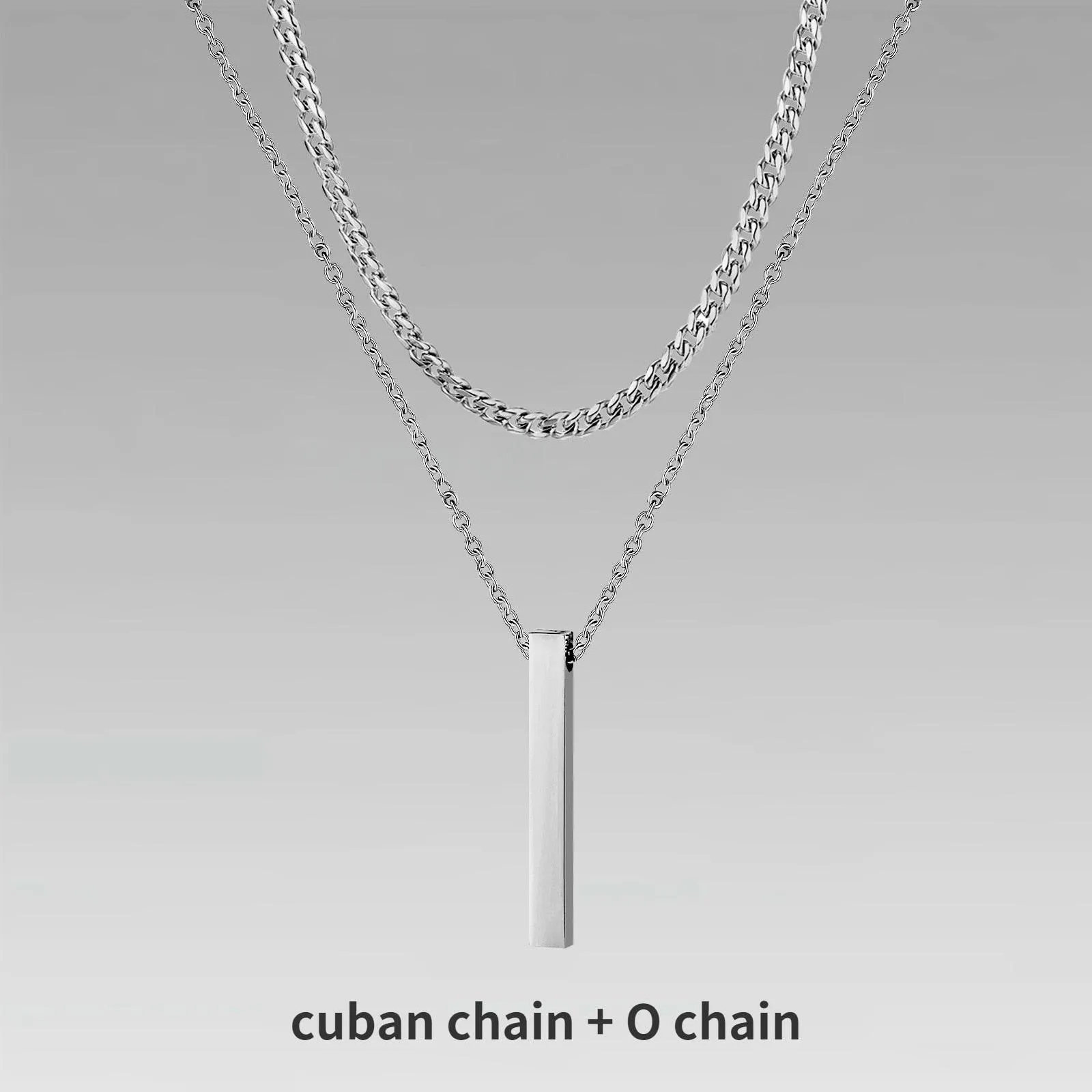 Vnox 3D Vertical Bar Necklaces for Men