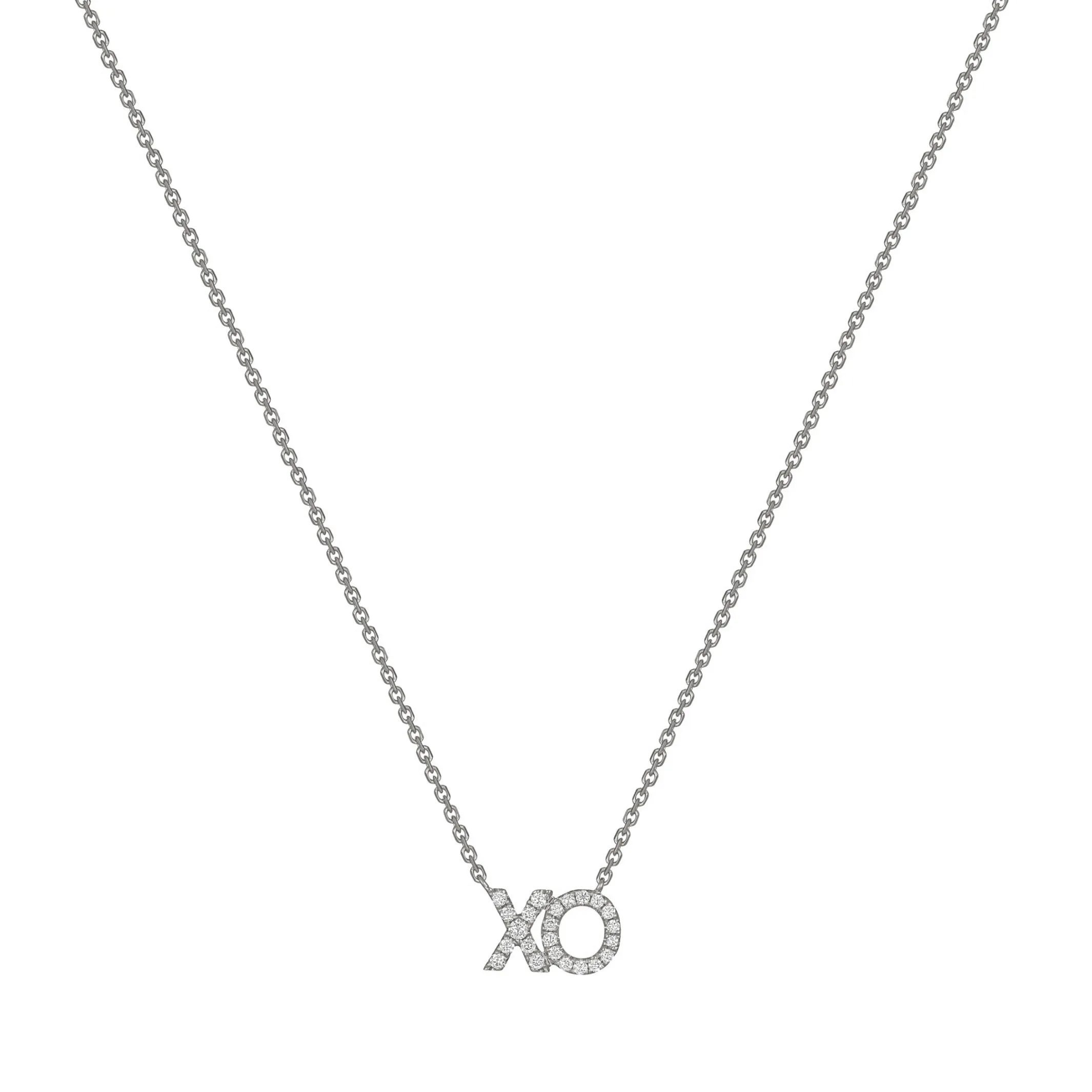 XO Diamond Pendant Necklace | White Gold