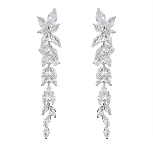 Yellow Chimes Dangler Drop Earrings for Women White Crystal Flower Designed Dangler Drop Earrings for Women and Girls